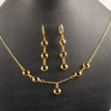 Amber Dots 24K Gold-Plated Copper Necklace Barceket Jewelry Set Gift Present for Woman