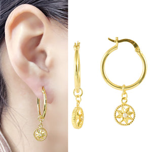 Star 24K Earrings Drop Gold-Plated Copper Earrings Hoop Jewelry Gift Present for Woman E16