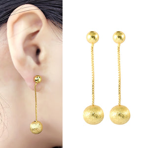 Gold Ball 24K Gold-Plated Copper Earrings Drop Jewelry Gift Present for Woman E18