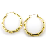 Round Bamboo Shape 24K Gold-Plated Copper Earrings Jewelry Gift Present for Woman