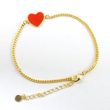 Red Heart Shape 24K Gold-Plated Copper Necklace Barceket Jewelry Set Gift Present for Woman