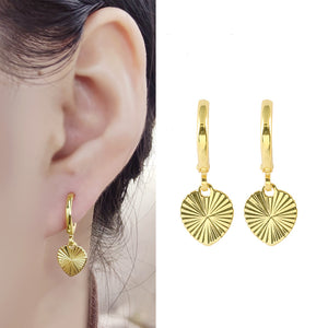 Golden Leaf 24K Gold-Plated Copper Earrings Hoop Jewelry Gift Present for Woman E25