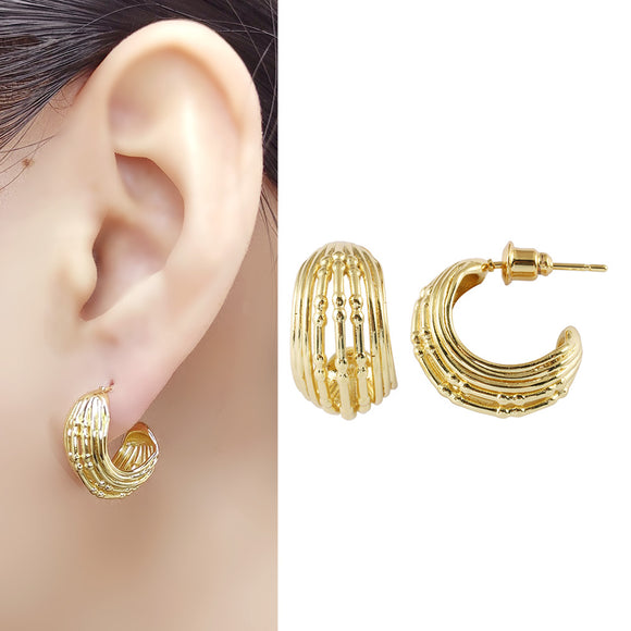 Classic Hoop 24K Gold-Plated Copper Earrings Hoop Jewelry Gift Present for Woman E30