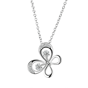 White Butterfly 925 Sterling Silver Necklace Love Smile Jewelry for Woman as Gift