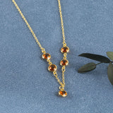 Amber Dots 24K Gold-Plated Copper Necklace Barceket Jewelry Set Gift Present for Woman