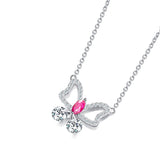 Passionate Butterfly 925 Sterling Silver Necklace Love Smile Jewelry for Woman as Gift
