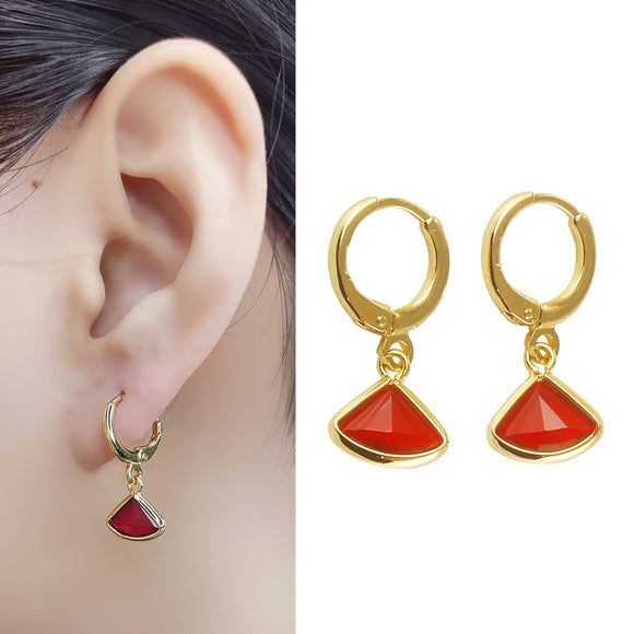 Red Heart Shape 24K Gold-Plated Copper Earrings Jewelry Gift Present for Woman E5